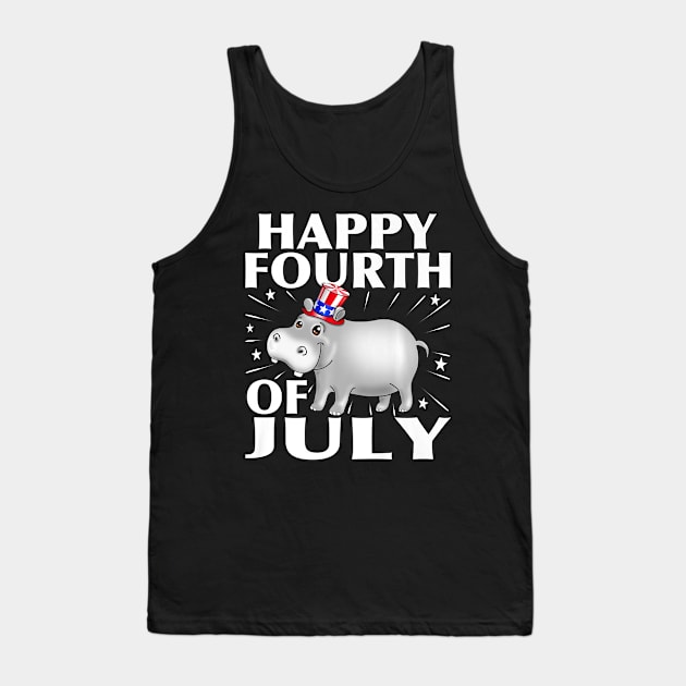 Hippo 4Th Of July Patriotic Tank Top by eldridgejacqueline